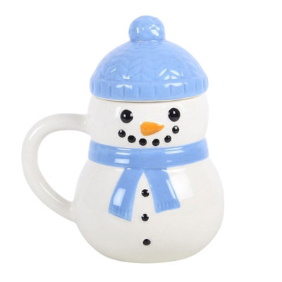  - Winter Snowman Ceramic Lidded Mug 470Ml
