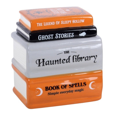  - Ceramic Haunted Library Book Stack Oil Burner And Wax Warmer
