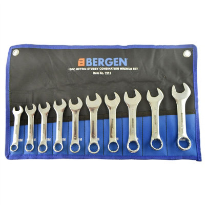 B&Q -  Metric mm Stubby Combination Spanner Wrench Set 10mm19mm 10Pc Set