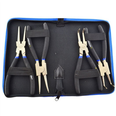 AB Tools Internal External Circlip Plier Pliers Set Ni-Fe Finish 7" 175mm 4Pc Set Bergen from B&Q