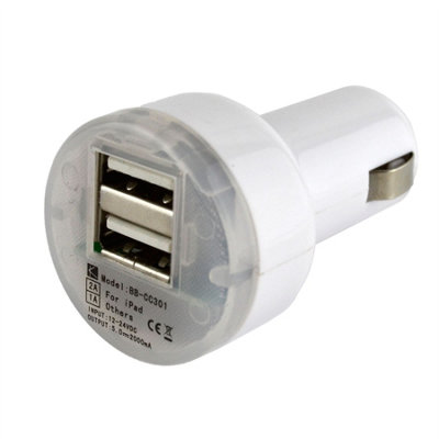 AB Tools Usb Car Cigarette Lighter 2 Ports Splitter For Charger Cable Phone Adaptor White from B&Q
