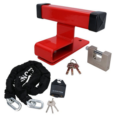AB Tools Garage Door Lock Defender Motor Bike Car Stop With Padlock + Chain from B&Q