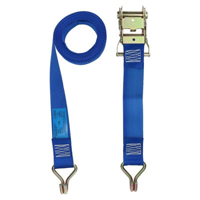 B&Q -  Blue Ratchet Strap Tie Down Trailer 5M Hook Cargo Strap 750Kg Lashing Sm012