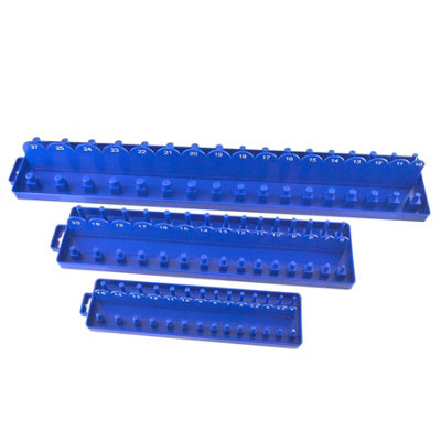 AB Tools 3Pc Abs Plastic Socket Holder Tray Sets Metric 1/4" 3/8" 1/2" Dr Rail from B&Q