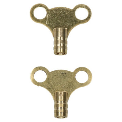 B&Q -  2Pc Radiator Keys Brass Bleed Plumbing Bleeder Key Air Vent Central Heating