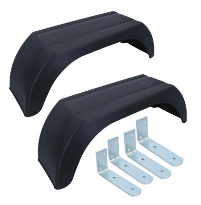 AB Tools 8" Plastic Mudguards Fender (Pair) Flush Fit & 4 Small Brackets from B&Q