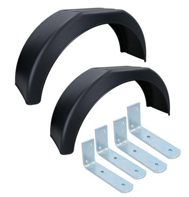 AB Tools 13" Plastic Mudguards Fender (Pair) Flush Fit & 4 Small Brackets from B&Q