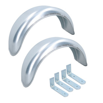 AB Tools 8" Metal Mudguards Fender (Pair) Flush Fit & 4 Small Brackets from B&Q