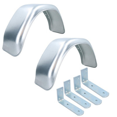 AB Tools 13" Metal Mudguards Fender (Pair) Flush Fit & Mud Guard Angle Brackets (4 Pack) from B&Q