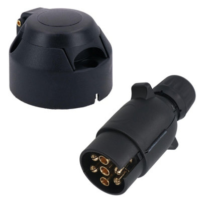 B&Q -  Tow Bar Electrics 7 Pin 12V N Type Plastic Socket & Plug Trailer Lights Car Hook Up
