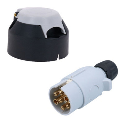 B&Q -  Tow Bar Electrics 7 Pin S Type Plastic Grey Socket & Plug For Caravans Hook Up