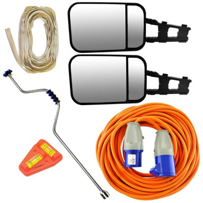 AB Tools Caravan Towing Mirrors Leg Winder Electric Hook Up Spirit Level Awning Rail from B&Q
