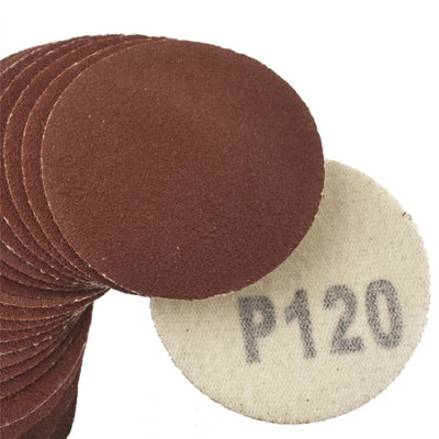 B&Q -  100 Pack Hook/loop Da Sanding Grinding Abrasive Pad 120 Grit Discs 2" (50mm) At376