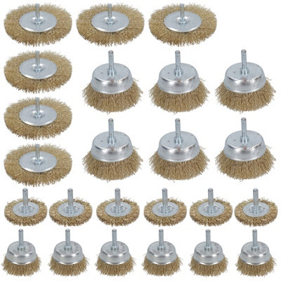 AB Tools 24 Pc Steel Wire Metal Wheel / Rotary Cup Brush Crimped Set Rust Paint Removal from B&Q