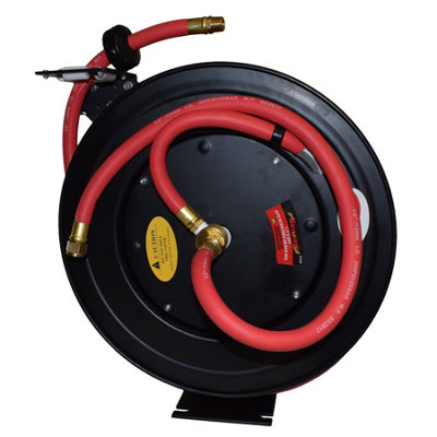 AB Tools Retractable 50Ft Air Hose On Reel 1/2 Bsp Spring Rewind Wall Mountable Bsp from B&Q