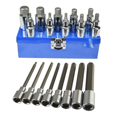 AB Tools Shallow And Deep 1/2In Allen Hex Key Sockets Metric Sizes 18Pc from B&Q