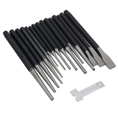 Ab Tools 16Pc Punch And Chisel Set Metal Pin Punch Punches Marker Taper Tapered