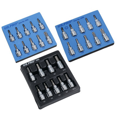AB Tools Hex Allen And Torx And Tamper Star Key Bit Set 3/8" Dr Socket H2H10 T10T55 from B&Q