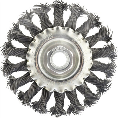 AB Tools Flat Twist Knot Wire Brush Deburring Rust Paint Removal 100mm Flat M14 Thread from B&Q