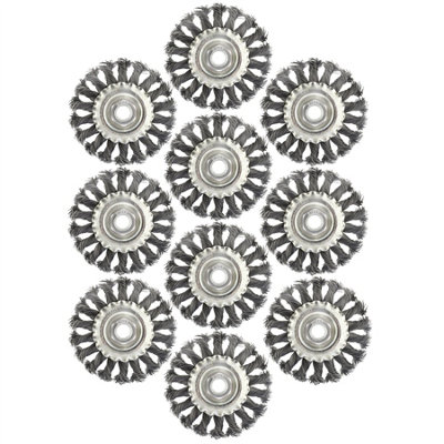 AB Tools 10 Flat Twist Knot Wire Wheel Brush 100mm M14 X 2 Deburring Angle Grinder from B&Q