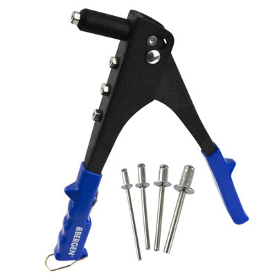 AB Tools Hand Riveter Gun Pop Pot Rivet 2.4 / 3.2 / 4.0 / 4.8mm Heads And 40 Rivets At961 from B&Q