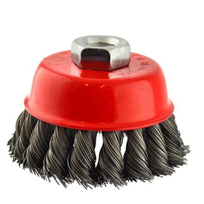 AB Tools 3" / 75mm Wire Twisted Knot Cup Brush M14 Thread 4-1/2 Grinder Rust Removal from B&Q