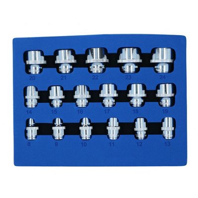 AB Tools 3/8" Drive Shallow Metric mm Shallow Sockets Bi-Hex 12 Point 8mm24mm 17Pc from B&Q