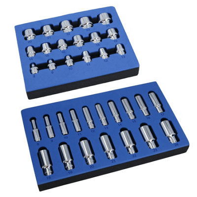 B&Q -  3/8" Drive Metric Shallow And Deep Bi-Hex 12 Point Sockets 8mm24mm 34Pc