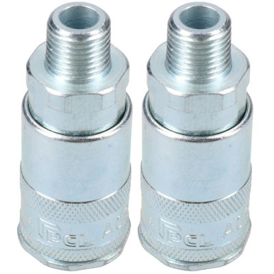 B&Q -  Pcl Airflow Female Coupler 1/4" Bsp Male Thread Air Hose Coulping Ac91Cm X 2