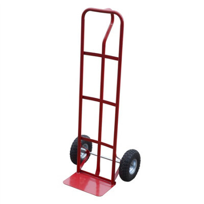 AB Tools Sack Truck 600Lb With Pneumatic Wheels Red Steel Hand Trolley Stacker Truck from B&Q