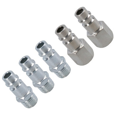 AB Tools Euro Air Line Hose Compressor Fittings Connector Male Quick Release 5 Pack 1/4" from B&Q