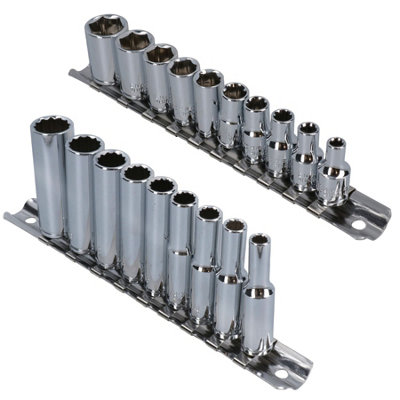 AB Tools Af Sockets 1/4" Drive Shallow & Deep Imperial Sae 19Pc from B&Q