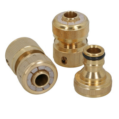 AB Tools Brass Garden Hose Pipe Fitting Hosepipe Set Quick Release Tap Connectors 3Pc from B&Q
