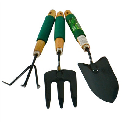 AB Tools Garden Gardening Hand Rake / Spade / Shovel / Fork 3Pc Set Digging Cleaning from B&Q