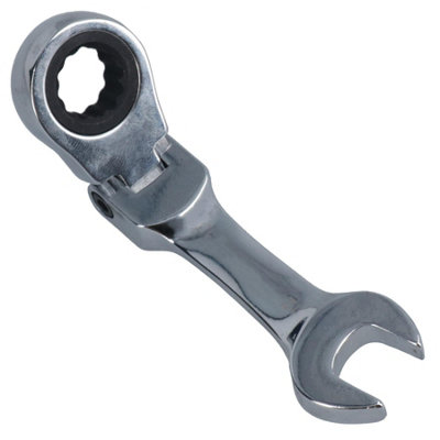 B&Q -  12mm Stubby Flexi Ratchet Combination Spanner Metric Wrench 72 Teeth Spn17
