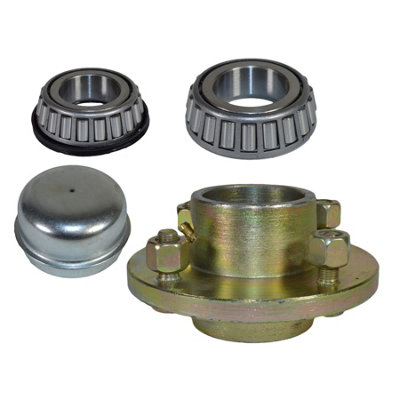 AB Tools Trailer Cast Wheel Hub 4" Pcd  1" Taper Bearing 4 Stud With Wheel Nuts And Cap from B&Q