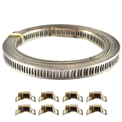 AB Tools 8Pc Stainless Steel Hose Clip Clamps Jubilee Type Pipe Any Size 3M Long from B&Q
