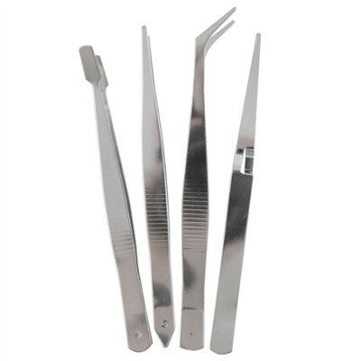 AB Tools 4Pc Tweezer Set Self Locking Craft / Hobby Model Making Stamp Steel Te818 from B&Q