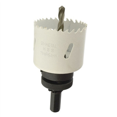 AB Tools 54mm Hss Hole Saw Holesaw Bi-Metal Blade Cutter Drill And Drill Adaptor Arbor from B&Q