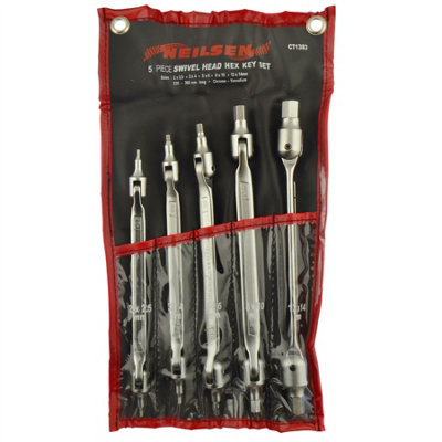 AB Tools Male Hex / Allen Flexi Double Ended Swivel Head 2mm To 14mm 5Pc 10 Sizes from B&Q
