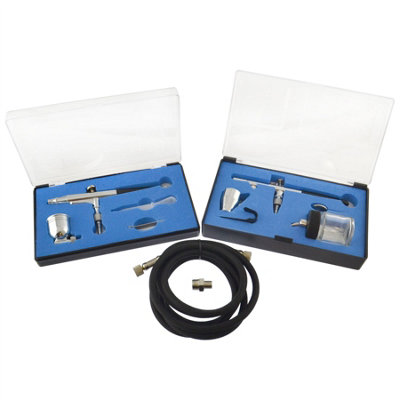 AB Tools Dual Action Airbrush Air Brush Spray Gun Complete Kit 0.3mm Nozzle Hobby Paint from B&Q