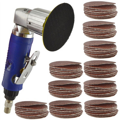 B&Q -  2" Air Angle Sander Grinder Polisher And 100 Pack 40 Sanding Grit Hook/loop Pads