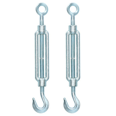 B&Q -  Straining Screw / Turnbuckle Hook To Eye 2 Pack Galvanised Rigging M10 Dk62