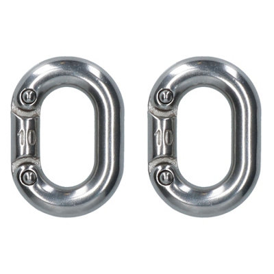 B&Q -  2 X Chain Connecting Link 10mm Marine Grade Stainless Steel Split Shackle Dk72