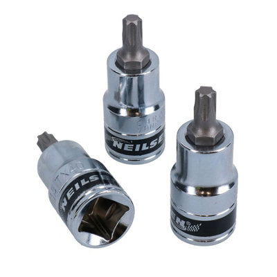 AB Tools T40 Torx / Star Male Bit Sockets 1/2" Drive 3Pc 55mm Chrome Vanadium Crv from B&Q