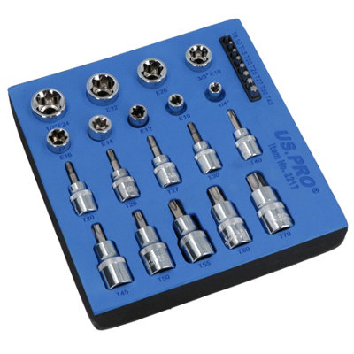 Ab Tools Torx / Star Male And Female Sockets And Bits E10 - E20 / T8 - T70 Bergen At807