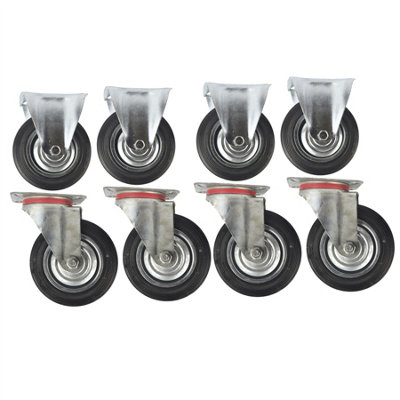 AB Tools 6" (150mm) Rubber Fixed And Swivel Castor Wheel Trolley Caster (8Pack) from B&Q