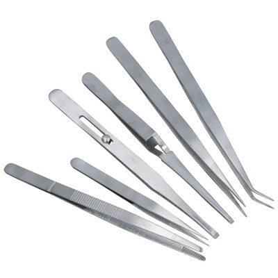 AB Tools 6Pc Long Tweezer Set Self Locking Craft / Hobby Model Making Stamp from B&Q