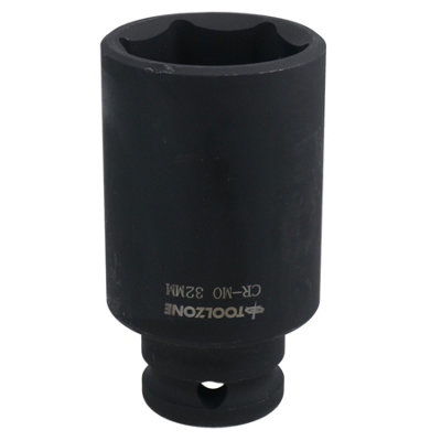 Ab Tools 32Mm 1/2In Drive Double Deep Metric Impact Socket Single Hex Side Size 6