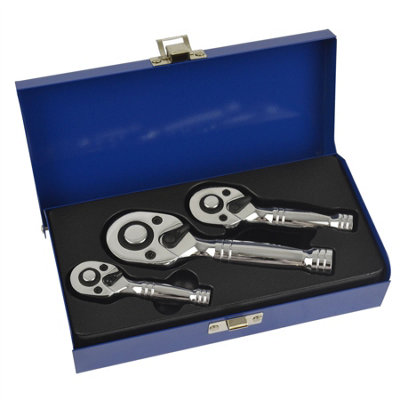 AB Tools Stubby Ratchet 1/4In 3/8In 1/2In Drive 72 Teeth Quick Release Socket Driver from B&Q